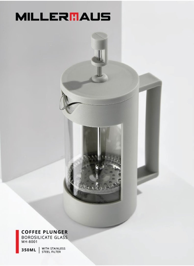 MILLERHAUS Millerhaus Coffee Plunger 350Ml Glass, Thickened Borosilicate Glass Coffee Press with Filter Screens  - Image 3