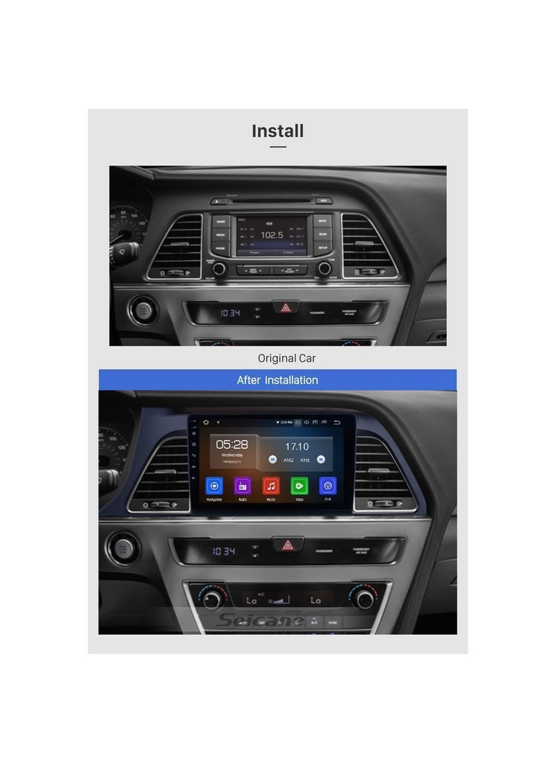 SHEZA STAR - Android Car Stereo for Hyundai Sonata 2015 2016 2017 6GB RAM 128GB ROM 10 Inch Support SIM Card, Apple Carplay, MirrorLink WiFi BT, IPS Touch Screen with AHD Camera Included - Image 1