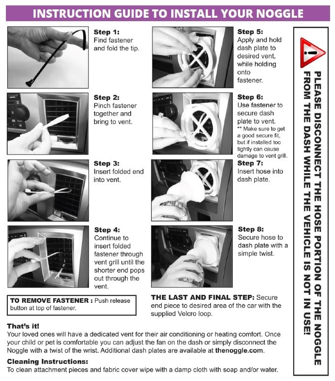 Noggle نوجل، 8 أقدام - نظام تكييف هواء شخصي للأطفال، صنع في الولايات المتحدة، يوجه الهواء البارد للأطفال في المقعد الخلفي - خرطوم تكييف الهواء للمركبات، يجعل المقعد الخلفي بارداً مرة أخرى - أسود - Image 2