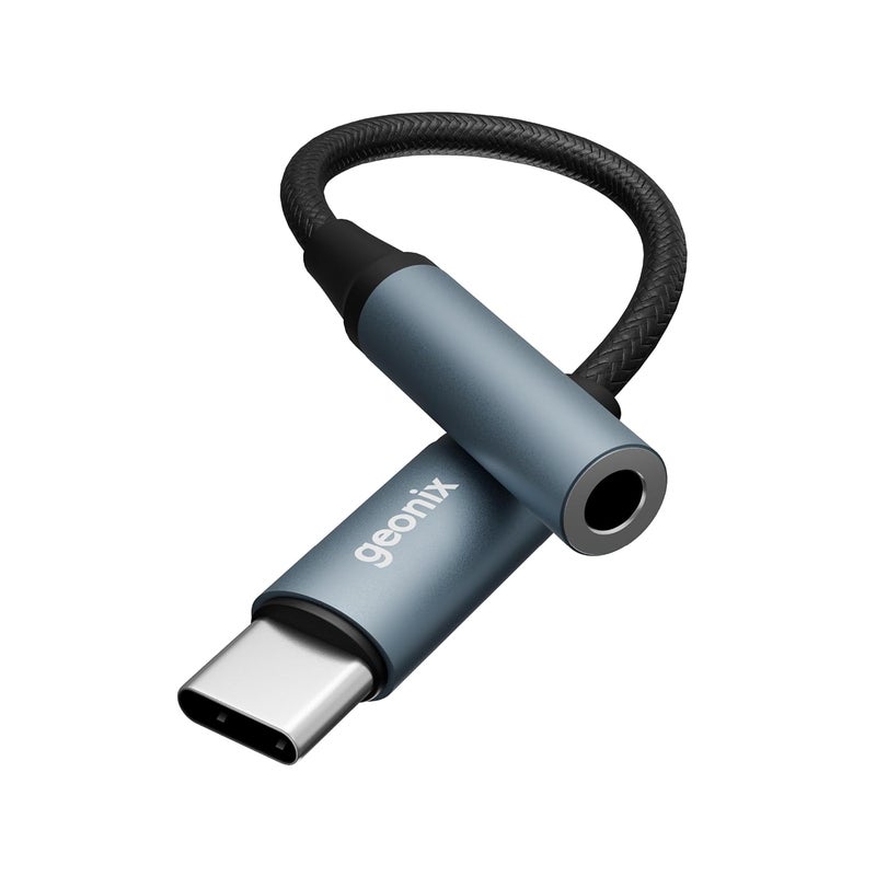 GEONIX Befit AX7 Type C to 3.5mm AUX Adapter | Built-in DAC | Mic & Audio Support | Plug & Play | Nylon Braided & Aluminum Alloy | Compatible with Smartphones, Tablets & Laptops - Image 1