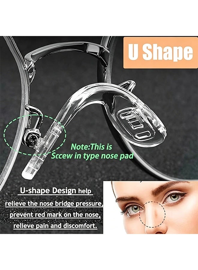 GD 15 Pairs U-Shaped Nose Pads for Glasses Anti-Slip Integrated Eyeglass Nose Pads Screw-in eyeglass nose piece - Soft Eyewear Nose Cushions for Kids Glasses Sunglasses Reading Glasses (Clear) - Image 5