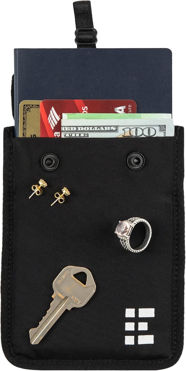 Zero Grid Hidden Bra Wallet - Travel Pouch and Secret Pocket for Passport, Money, Credit Cards - Undercover Stash for All Bra Sizes - Secure, Comfortable, Machine Washable - Midnight - Image 1
