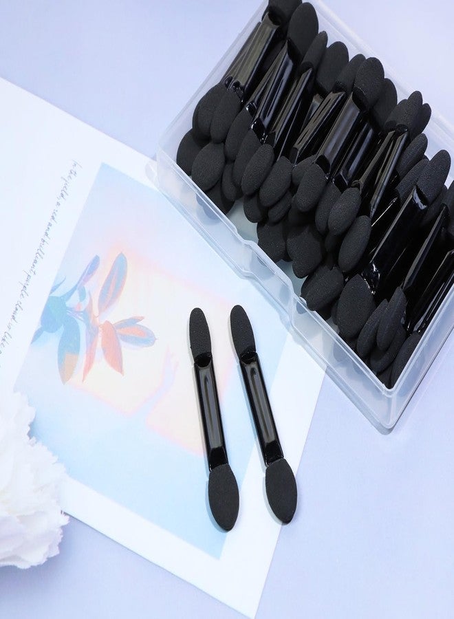 ONLYKXY Black Eyeshadow Makeup Brush Soft Dual Sides Multipurpose Lips Sponge Applicator Stick Tip Professional Mini Portable Travel Oval Cosmetic Tool with Container for Girls Women (2in, Count, 50) - Image 5