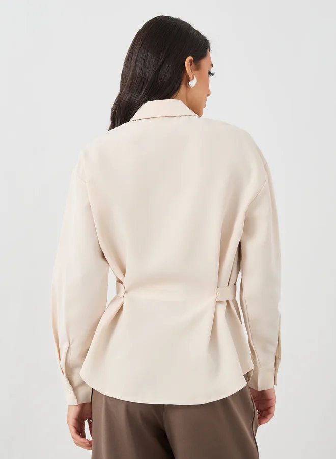 Styli Styli Solid Buttoned Spread Collar Shirt