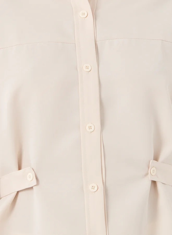 Styli Styli Solid Buttoned Spread Collar Shirt