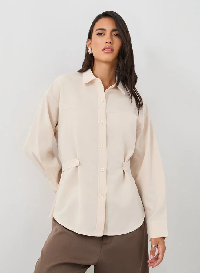 Styli Solid Buttoned Spread Collar Shirt