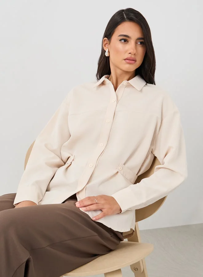Styli Solid Buttoned Spread Collar Shirt