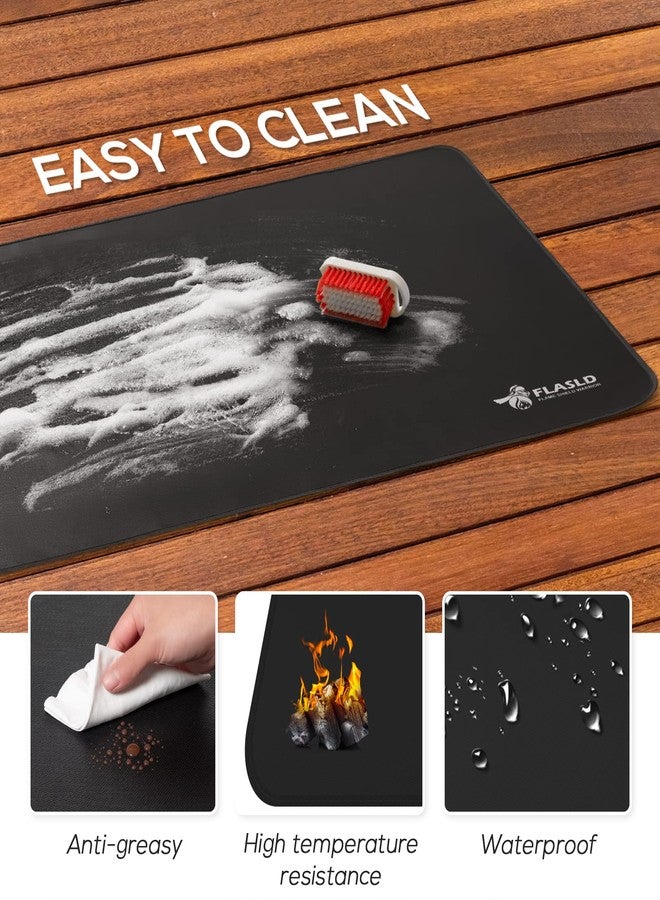 FLASLD Outdoor Under Grill BBQ Floor Mat 32 x 60 inches - Fireproof and Waterproof Protector for Decks & Patios, Reusable and Easy to Clean, Black - Image 3