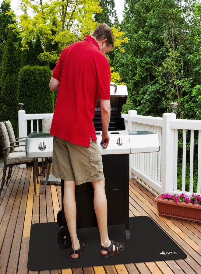 FLASLD Outdoor Under Grill BBQ Floor Mat 32 x 60 inches - Fireproof and Waterproof Protector for Decks & Patios, Reusable and Easy to Clean, Black - Image 4