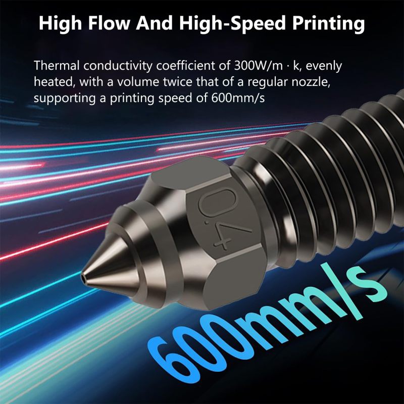 3D Printer Nozzle: 0.4mm Hardened Steel - Wear Resistant High Temperature Nozzle Kit for FDM 3D Printer Upgrade & Extruder Maintenance - Image 5
