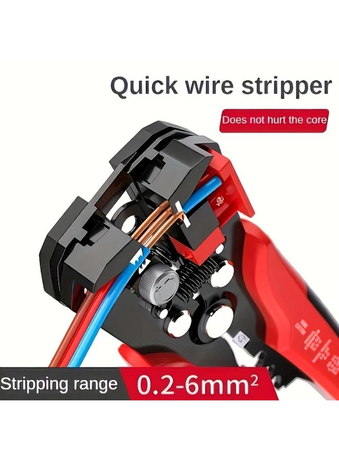 Red Automatic Wire Stripping Pliers Multifunctional Crimper Adjustable Gauge Professional Electrician Tool - Image 2