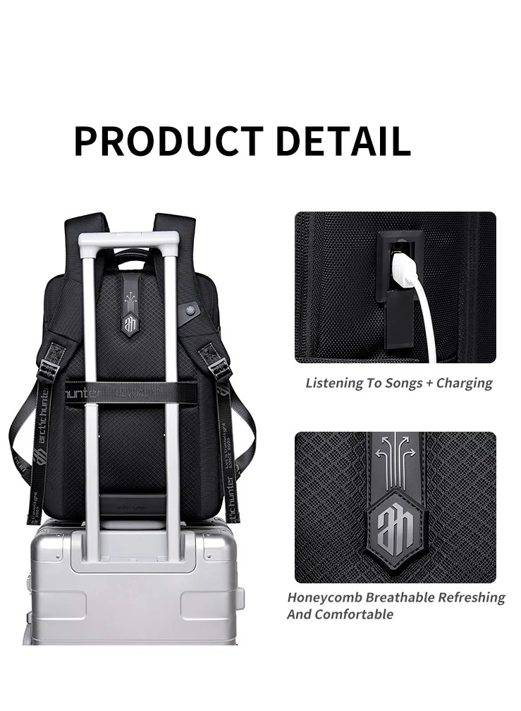 ARCTIC HUNTER Travel Backpack Large Capacity Laptop Backpack Men and Women Business Travel Bag School Bag Multifunctional B00490 Black