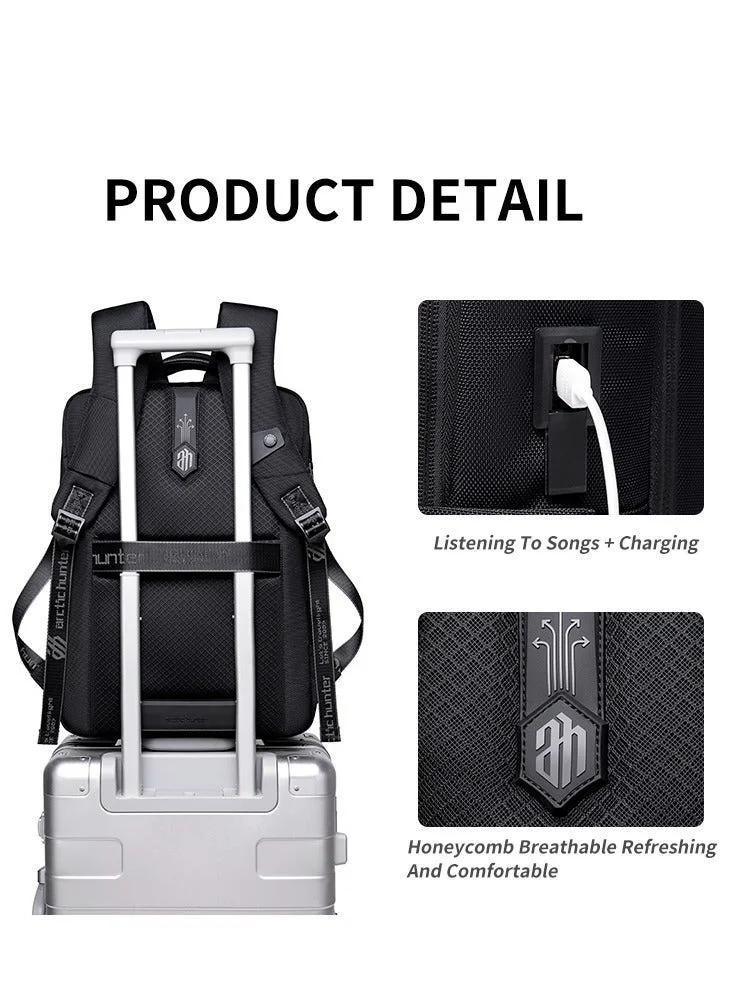 Arctic Hunter  Expandable Laptop Backpack Water Repellent School Office Travel Day Pack with Built in USB port, B00490, Black  | Best Price UAE