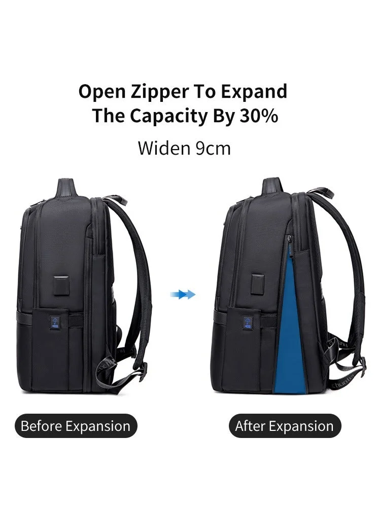 Arctic Hunter  Expandable Laptop Backpack Water Repellent School Office Travel Day Pack with Built in USB port, B00490, Black  | Best Price UAE