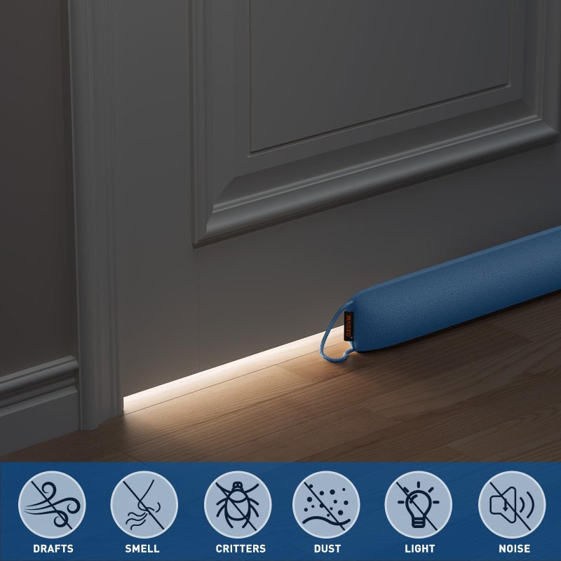 MAGZO Door Draft Stopper, 36 Inch Under Door Draft Blocker Noise Stopper, Weighted Wind Blocker Draft Guard for Bottom of Door, Blue - Image 4