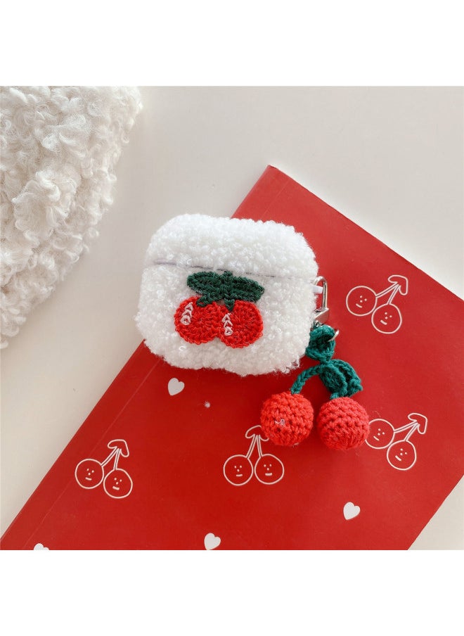Generic - Autumn And Winter Plush Cherry For Apple AirPods 4 Generation Bluetooth Headset Protective Case Pro2 Generation Earphone Case 3 Generation-Color:Plush Cherry Earphone Shell + Cherry Pendant-Applicable Model:For Apple Airpods Pro - Image 1