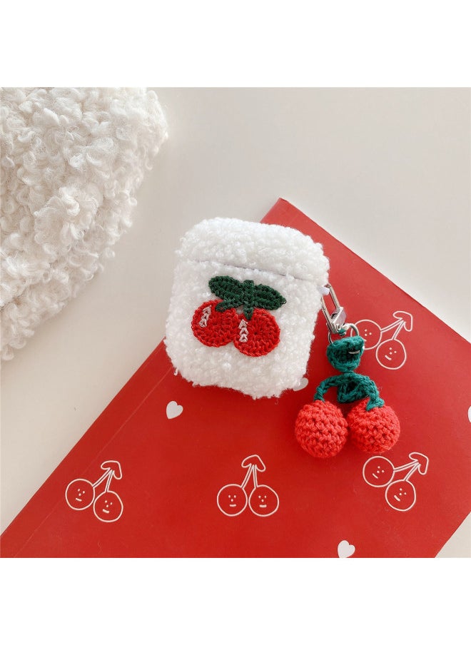 Generic - Autumn And Winter Plush Cherry For Apple AirPods 4 Generation Bluetooth Headset Protective Case Pro2 Generation Earphone Case 3 Generation-Color:Plush Cherry Earphone Shell + Cherry Pendant-Applicable Model:For Apple Airpods Pro - Image 1