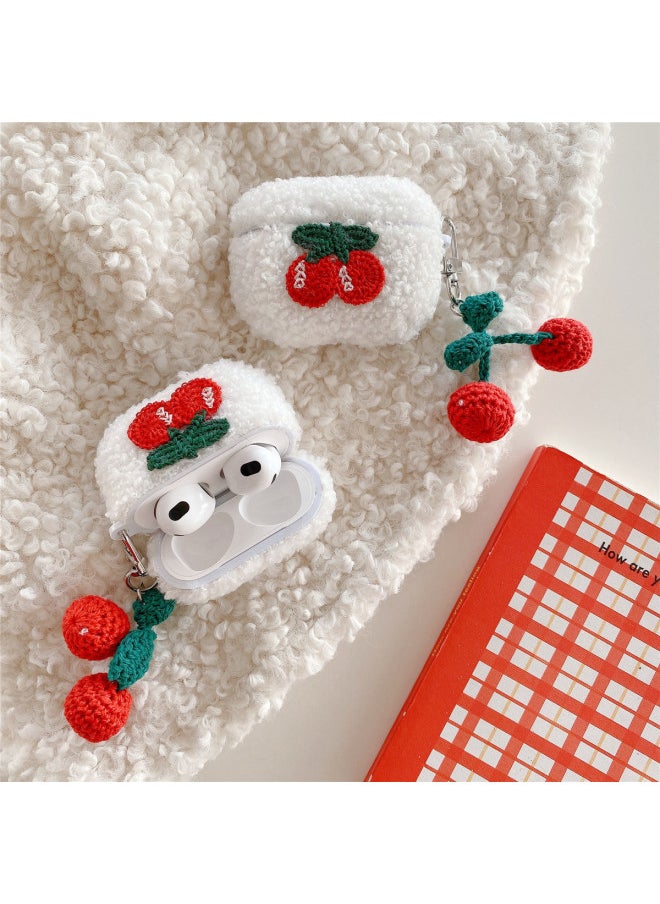 Generic - Autumn And Winter Plush Cherry For Apple AirPods 4 Generation Bluetooth Headset Protective Case Pro2 Generation Earphone Case 3 Generation-Color:Plush Cherry Earphone Shell + Cherry Pendant-Applicable Model:For Apple Airpods Pro - Image 1