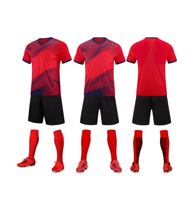 Generic Summer Adult Children Football Clothing Quick-drying suit Team Competition Comprehensive Training Clothing Primary School Students Sports Leisure Clothing Red/blue pants