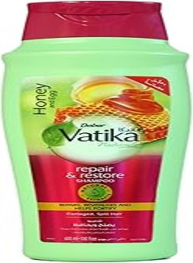 Vatika Naturals Repair & Restore Shampoo 600ml | Honey & Egg with Natural Extracts | Repairs & Revitalizes Damaged and Split Hair