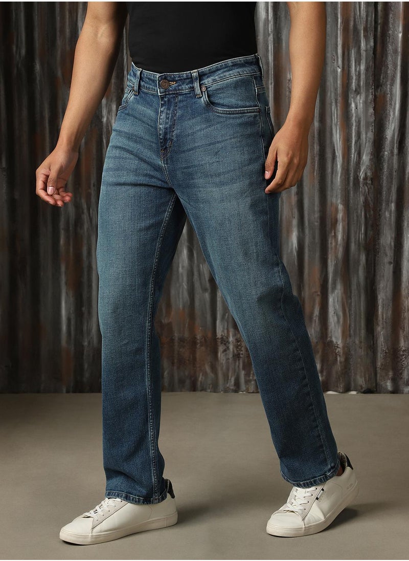 HIGH STAR Men's Indigo 100% Cotton Distressed Jeans  - Image 2
