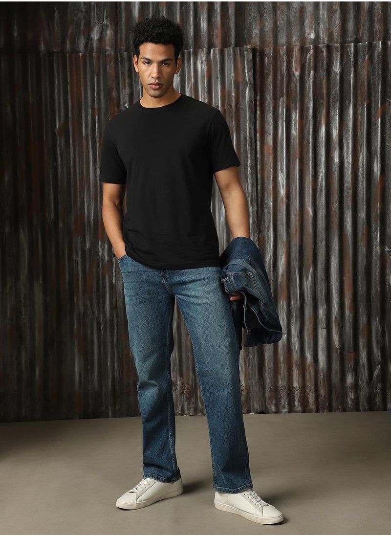 HIGH STAR Men's Indigo 100% Cotton Distressed Jeans  - Image 1