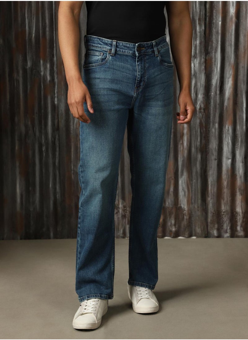 HIGH STAR Men's Indigo 100% Cotton Distressed Jeans  - Image 5