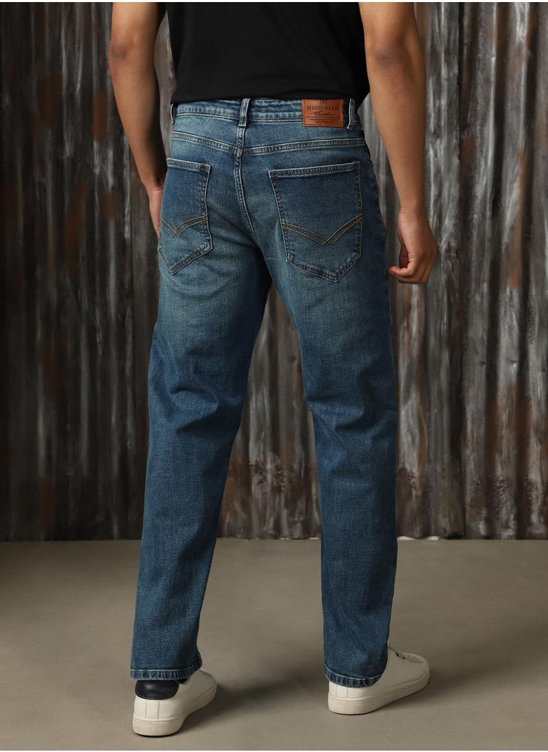 HIGH STAR Men's Indigo 100% Cotton Distressed Jeans  - Image 3