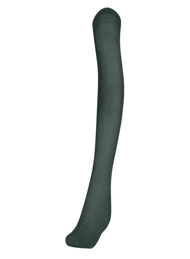 MUKHAKSH (Pack of 1 Pair Girls Kids Cotton Thigh High Thigh Length upto the thigh Mid Thigh Long Dark Green Stocking Socks, 13-14 Years