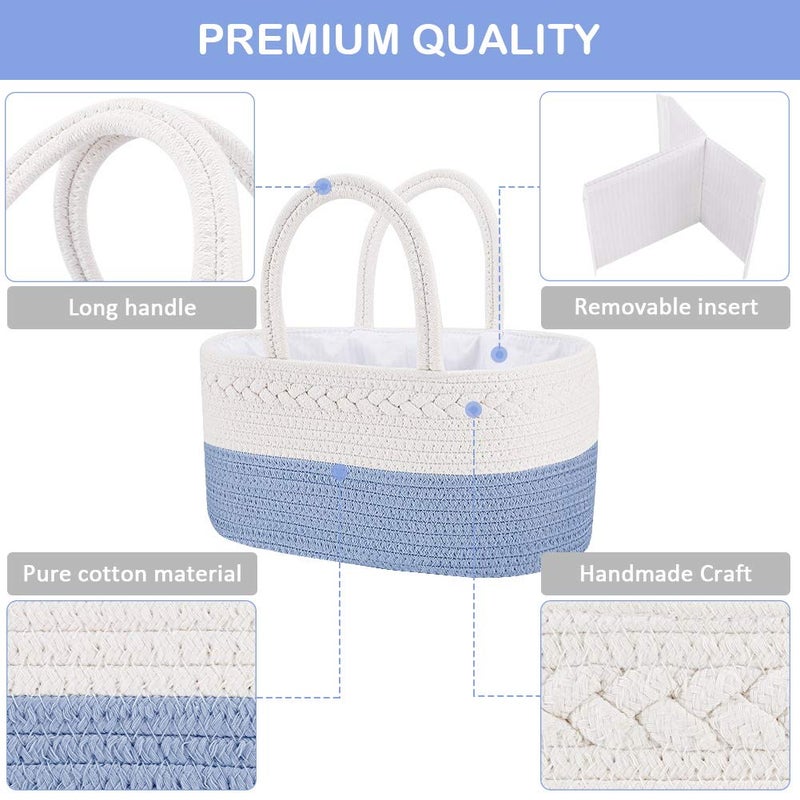 ABenkle Diaper Caddy Organizer - Cotton Rope Nursery Storage Basket for Baby Essentials, Boys & Girls Shower Gift, Changing Table Organizer - Image 3