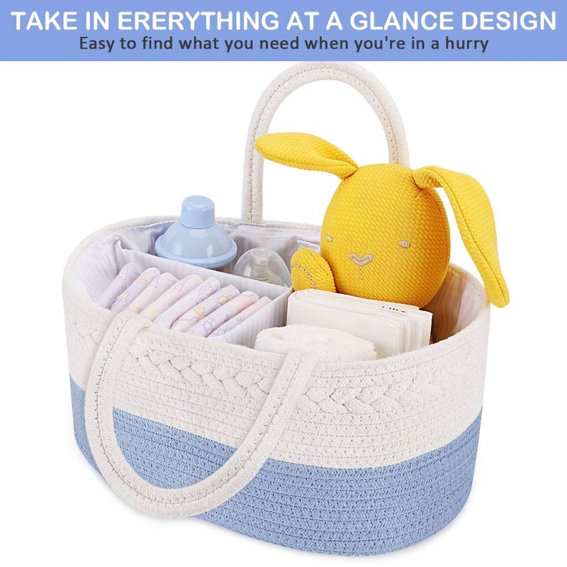 ABenkle Diaper Caddy Organizer - Cotton Rope Nursery Storage Basket for Baby Essentials, Boys & Girls Shower Gift, Changing Table Organizer - Image 5
