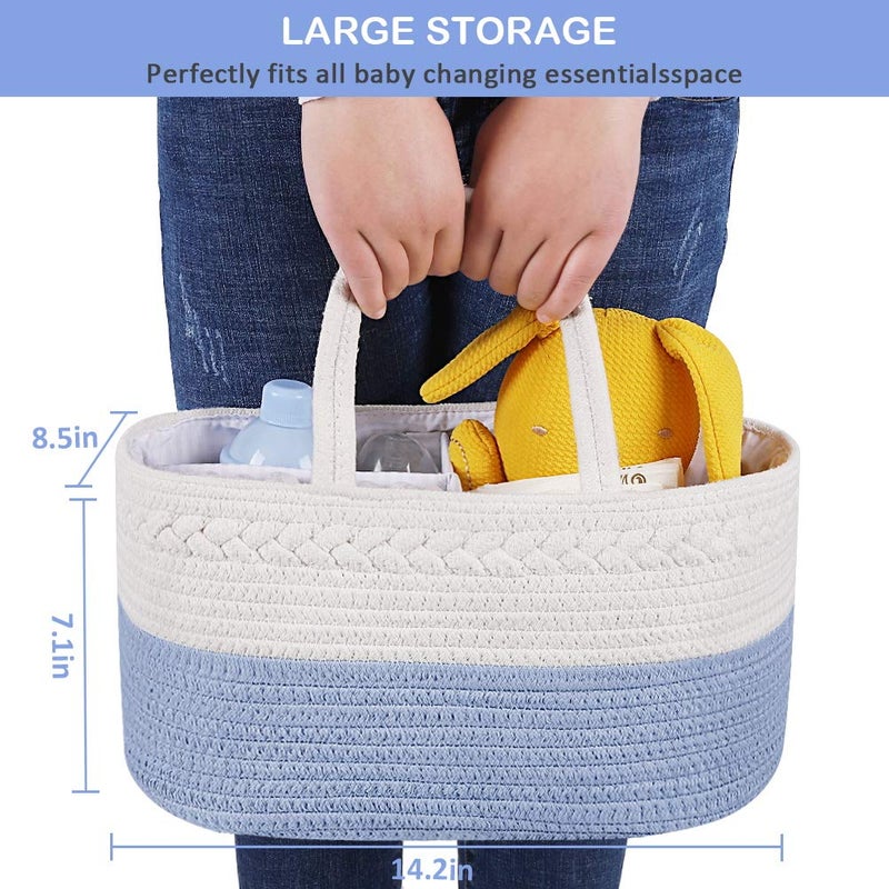 ABenkle Diaper Caddy Organizer - Cotton Rope Nursery Storage Basket for Baby Essentials, Boys & Girls Shower Gift, Changing Table Organizer - Image 4