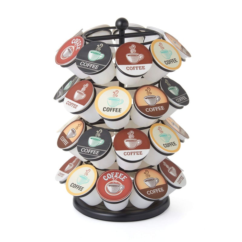 Nifty Solutions Nifty K Cup Holder  Compatible with KCups Coffee Pod Carousel  36 K Cup Holder Spins 360Degrees Lazy Susan Platform Modern Black Design Home or Office Kitchen Counter Organizer