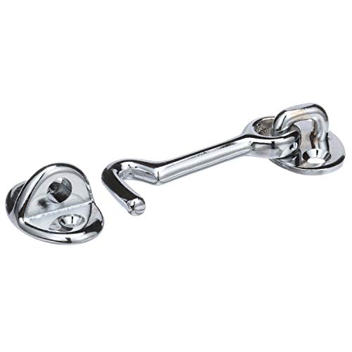 Seachoice ChromePlated Cast Brass 2 in Marine Cabin Door Hook w 6 Fastener - Image 1