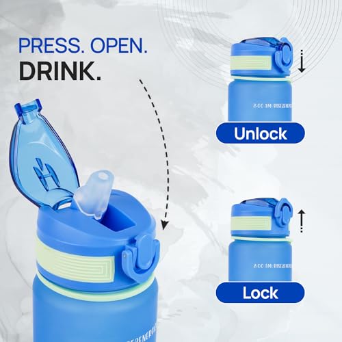 SKYTONE Water Bottle 1 Litre with Motivational Time Marker For Adults, Non-Toxic Water bottle for office, Water bottle for gym, Running Sports Water Bottle (1L SAPPHIRE BLACK) (Blue) - Image 3