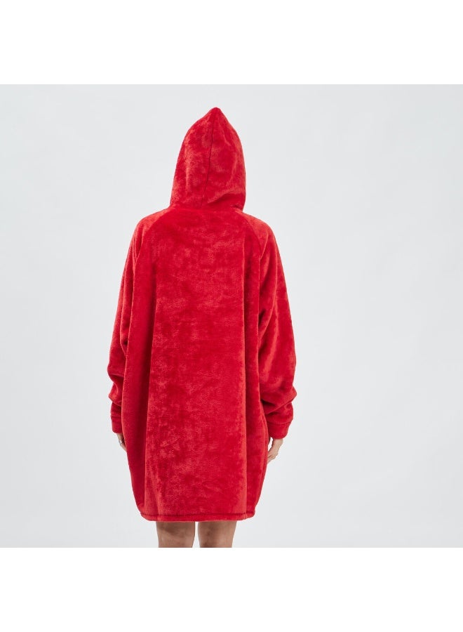 Hoodie Sweatshirt Blanket Oversized Wearable TV Blanket Super Warm Soft Cozy Fleece Blanket Hooded Sweater for Kids/Adult (Burgundy) - Image 2