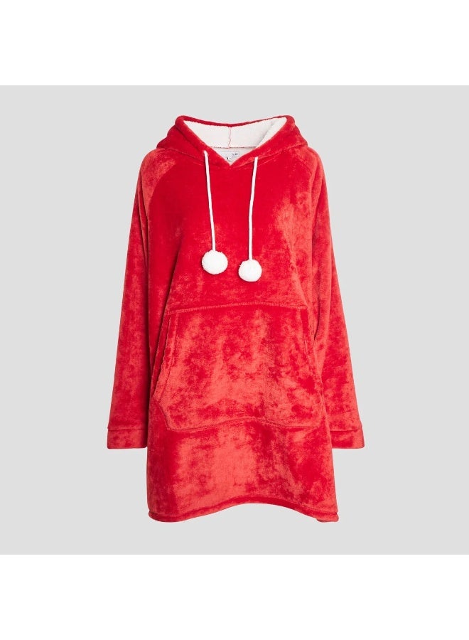 Hoodie Sweatshirt Blanket Oversized Wearable TV Blanket Super Warm Soft Cozy Fleece Blanket Hooded Sweater for Kids/Adult (Burgundy) - Image 3