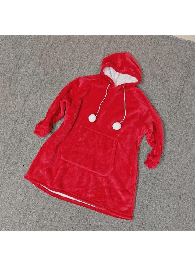 Hoodie Sweatshirt Blanket Oversized Wearable TV Blanket Super Warm Soft Cozy Fleece Blanket Hooded Sweater for Kids/Adult (Burgundy) - Image 4