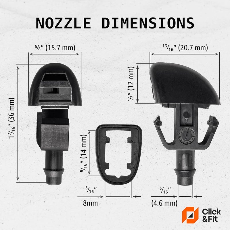 Click&Fit فوهات رش غسالة الزجاج الخلفي Click&Fit 2 قطعة لطرازات فورد - Image 4