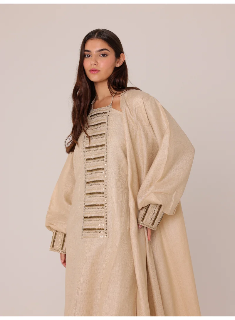 اكسا طقم مكون من قطعتين بتفاصيل خطوط ترتر فاخرة