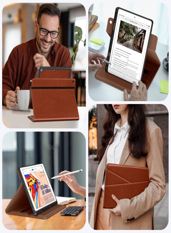 DTTO for iPad 9th / 8th / 7th Generation Case 10.2 Inch (2021/2020/2019), 360 Degree Rotating Premium Leather Folio Stand Cover with Pencil Holder, Brown - Image 5