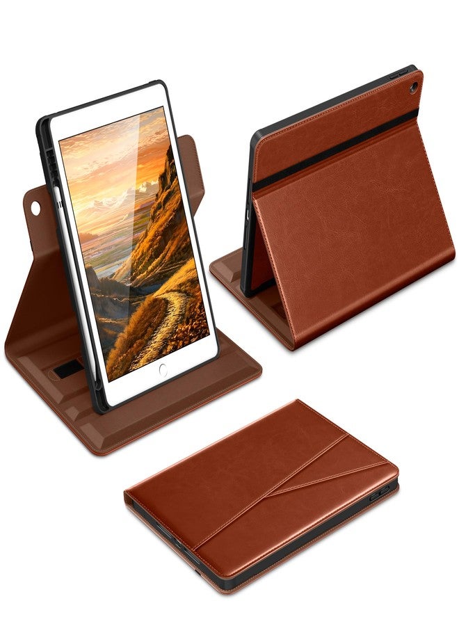 DTTO for iPad 9th / 8th / 7th Generation Case 10.2 Inch (2021/2020/2019), 360 Degree Rotating Premium Leather Folio Stand Cover with Pencil Holder, Brown - Image 1
