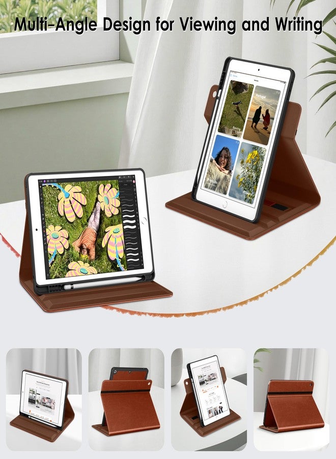DTTO for iPad 9th / 8th / 7th Generation Case 10.2 Inch (2021/2020/2019), 360 Degree Rotating Premium Leather Folio Stand Cover with Pencil Holder, Brown - Image 2