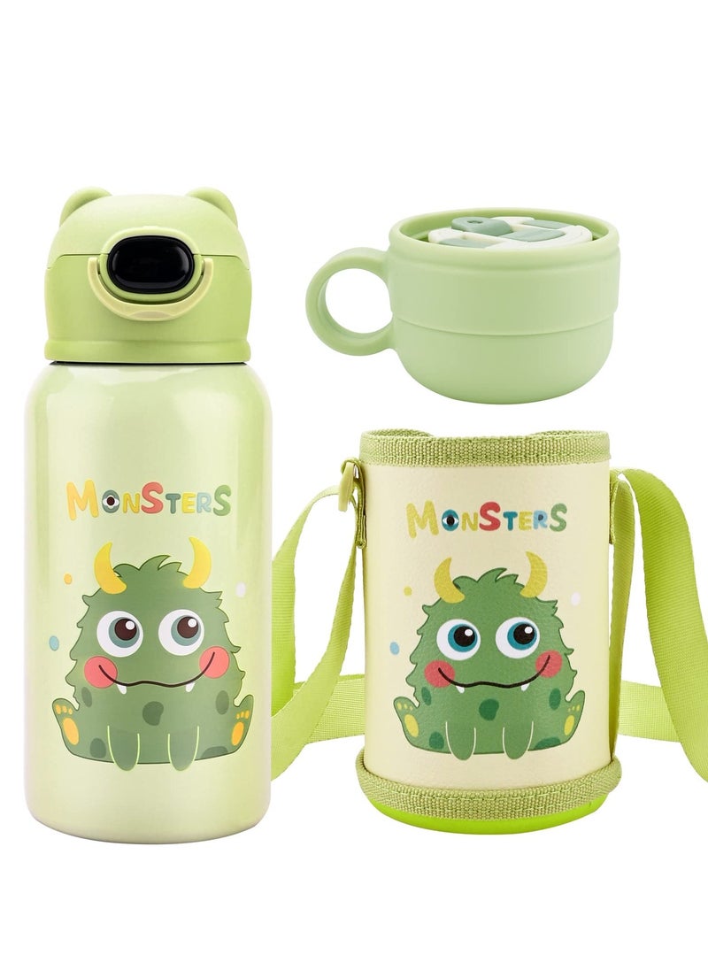 Excefore Water Bottle for Kids Durable Single Wall Insulated Stainless Steel Reusable with Button Flip Lid Leak Proof Design for Outdoor Sports  - Image 1