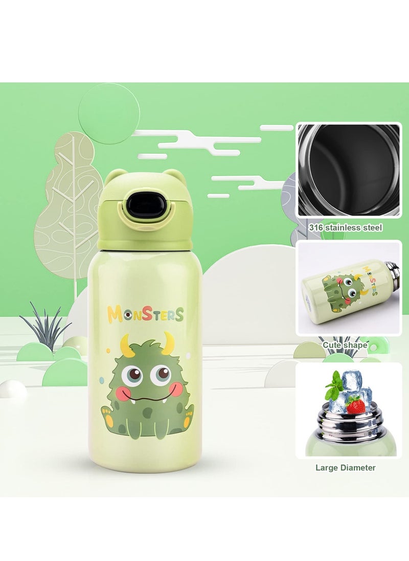 Excefore Water Bottle for Kids Durable Single Wall Insulated Stainless Steel Reusable with Button Flip Lid Leak Proof Design for Outdoor Sports  - Image 2