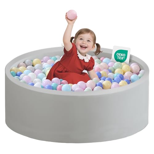 Zedachica Ball Pit for Toddlers 3543x1181 Baby Ball Pits Soft Memory Foam Ball Pit Round Kids Ball Pit Indoor Game Kids Play Ball Pool Ideal Gift for Girls and Boys Grey NO Balls - Image 1