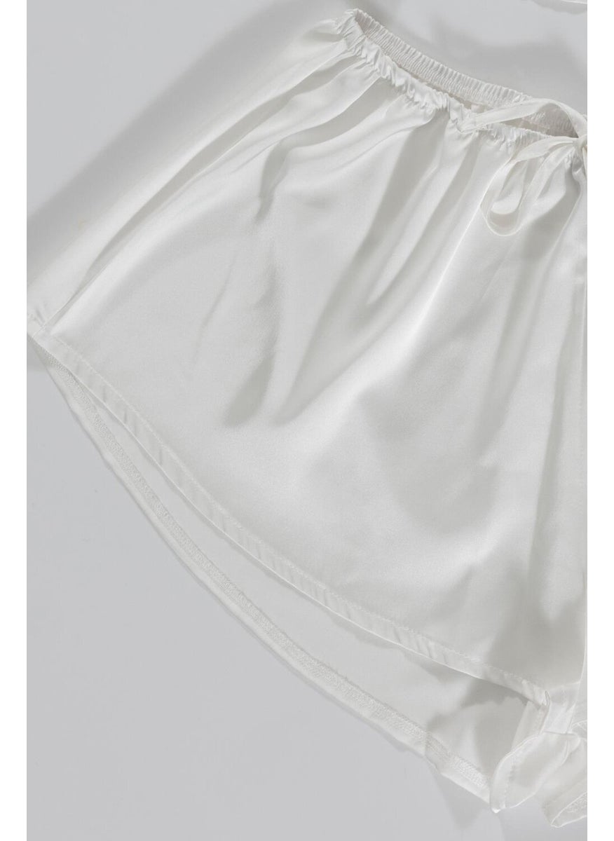 For You Sleepwear Ecru Athlete Shorts Set with Shoulder Tie  - Image 2