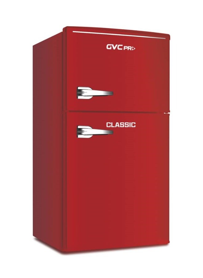 gvc pro Classic Double Door Refrigerator With Top Freezer, 85 L 80 W GVRG-199 Red - Image 1