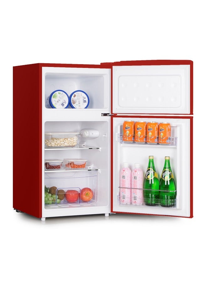 gvc pro Classic Double Door Refrigerator With Top Freezer, 85 L 80 W GVRG-199 Red - Image 3