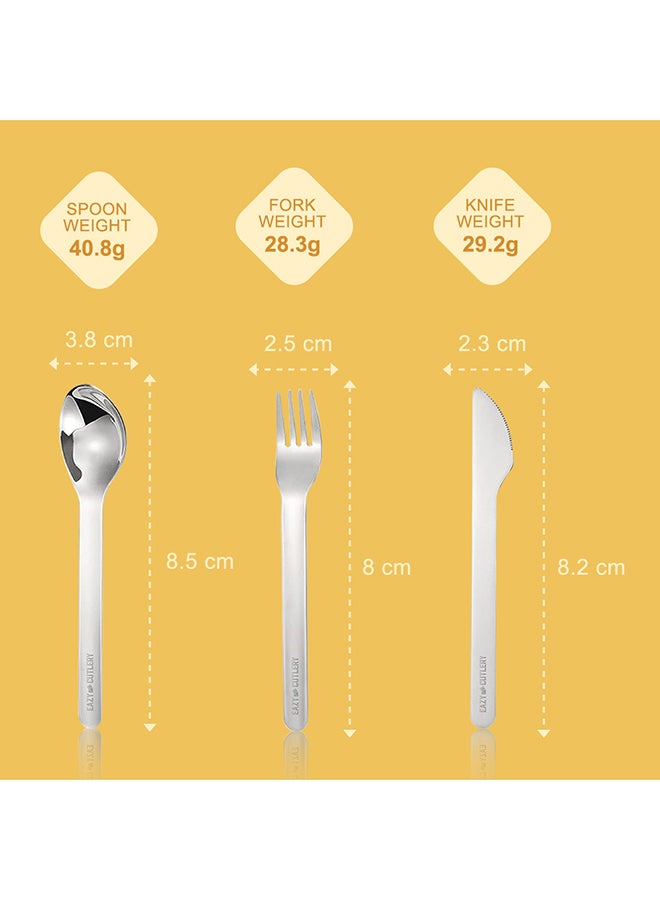 Eazy Kids Cutlery Set - Stainless Steel Spoon, Fork And Knife With Silicone Case (Yellow)  - Image 4